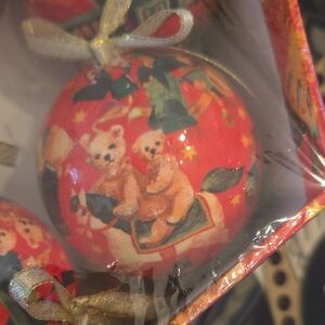 12 Festive Red Teddy Bear Christmas Ornaments